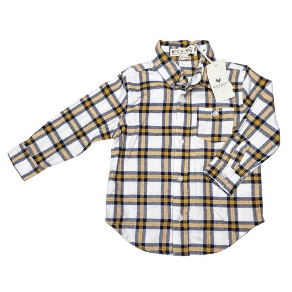 Hope & Henry Flannel Button Up Shirt- Organic Cotton
